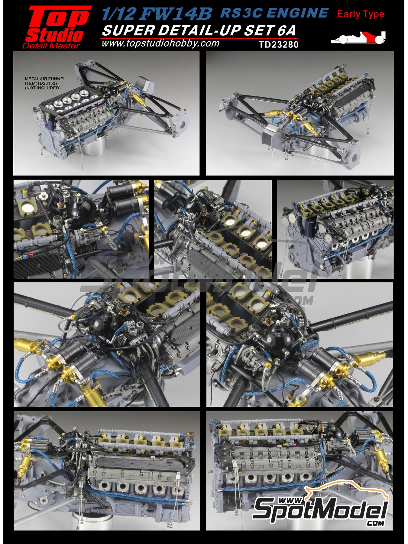 Williams Renault FW14B - Engine RS3C - 1991 and 1992. Detail up set in 1/12  scale manufactured by Top Studio (ref. TD23280)